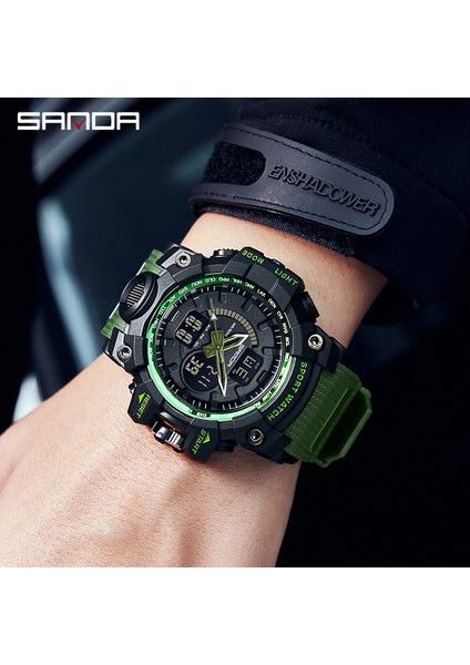 Siyah Kırmızı 3132 Sanda Yeni Moda Erkek Spor Saatler 50 M Su Geçirmez Kol Saati LED Alarm Kronometre Saat Askeri Saatler Erkekler Relogios Masculi (Yurt Dışından)
