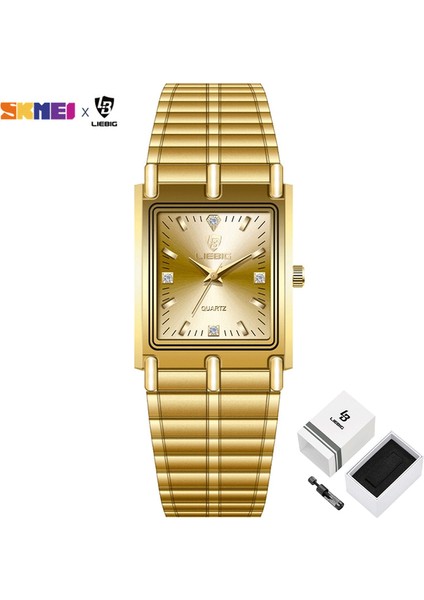 Kutu ile Men1 2022 Lüks Altın Çelik Bilezik Kol Saatleri Kadın Erkek Saat Erkekler Kadınlar Için Altın Kuvars Izle Saatler Relogio Masculino L1018 (Yurt Dışından)