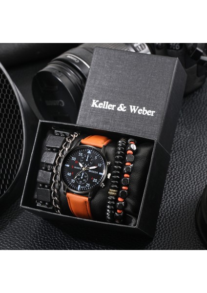 TZ029N Quartz Saat Erkekler Için Moda Iş Erkek Lüks Bilezik Seti Erkek Arkadaşı Için Hediye Kahverengi Deri Erkek Kol Saati Reloj Hombre (Yurt Dışından)