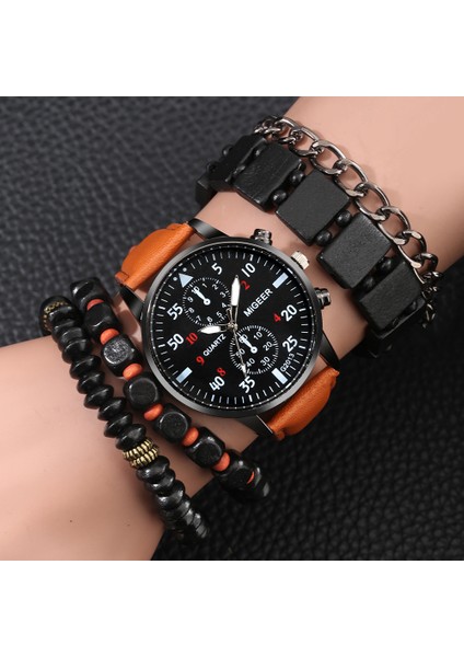 TZ029N Quartz Saat Erkekler Için Moda Iş Erkek Lüks Bilezik Seti Erkek Arkadaşı Için Hediye Kahverengi Deri Erkek Kol Saati Reloj Hombre (Yurt Dışından)