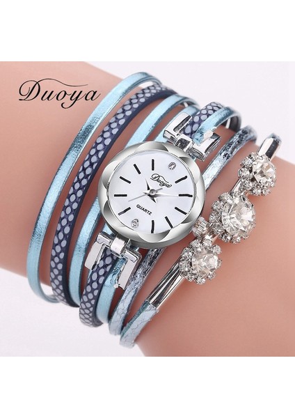 Mavi Duoya Marka Bilezik Saatler Kadınlar Için Lüks Gümüş Kristal Saat Kuvars Izle Moda Bayanlar Vintage Yaratıcı Kol Saatleri (Yurt Dışından) indirimleri