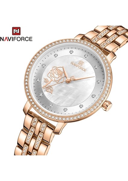 Altın Beyaz-Kutu Navıforce Gül Altın Izle Kadın Saatler Bayanlar Yaratıcı Çelik Kadın Bilezik Saatler Kadın Su Geçirmez Saat Relogio Feminino (Yurt Dışından) indirimleri
