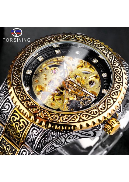 GMT1213-6 Forsining Mekanik Erkek Saat Erkekler Kol Saati Lüks Elmas Paslanmaz Çelik Otomatik Saatler Altın Relogio Masculino (Yurt Dışından) fiyatları