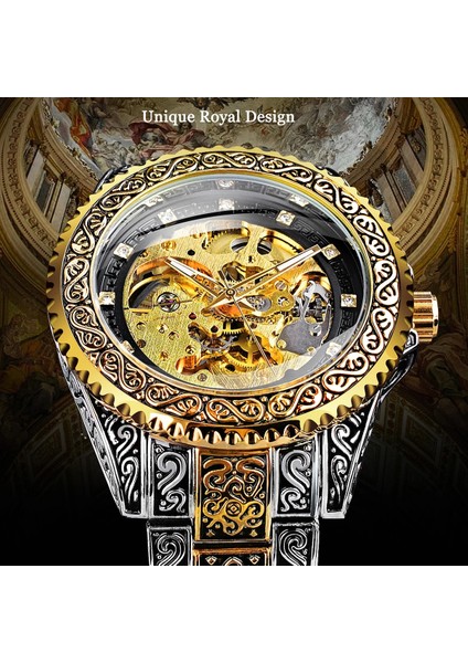 GMT1213-6 Forsining Mekanik Erkek Saat Erkekler Kol Saati Lüks Elmas Paslanmaz Çelik Otomatik Saatler Altın Relogio Masculino (Yurt Dışından) modelleri