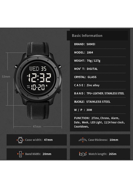 Çelik 3 Skmeı Dijital Saat Erkekler Için Lüks Moda Tam Çelik Elektronik Saatler Chrono Geri Sayım Erkek Kol Saati Relogio Masculino (Yurt Dışından)