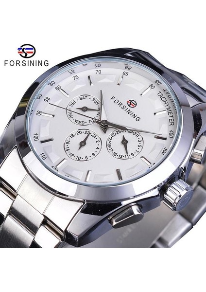 S899-3 Forsining Siyah Iş Mekanik Erkek Saat Otomatik 3 Alt Kadran Tarih Altın Çelik Band Elbise Kol Saati Saat Saat Reloj (Yurt Dışından)