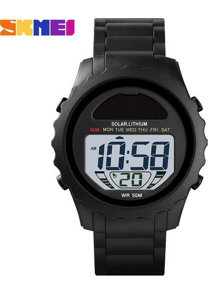Siyah Skmeı Moda Erkek Saatler Marka Güneş Kaynağı Dijital Kol Saatleri Öğrenci Adam Için Su Geçirmez Chrono Alarm Elektronik Saat 1585 (Yurt Dışından)