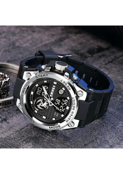 Siyah Altın Skmeı Japonya Dijital Hareketi Arka Işık Spor Saatler Erkek Çok Fonksiyonlu Chrono Tarih 5bar Su Geçirmez Kol Saati Reloj Hombre (Yurt Dışından) modelleri