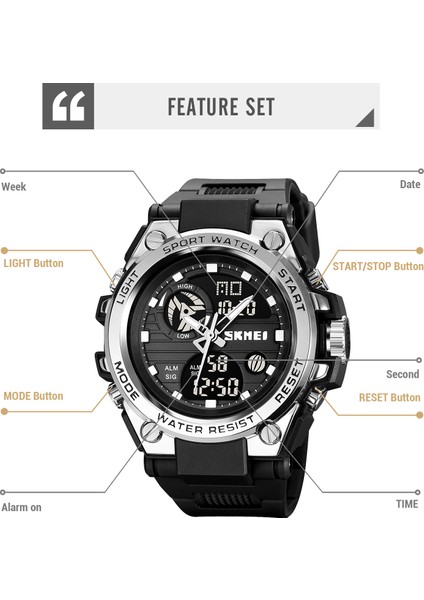 Siyah Altın Skmeı Japonya Dijital Hareketi Arka Işık Spor Saatler Erkek Çok Fonksiyonlu Chrono Tarih 5bar Su Geçirmez Kol Saati Reloj Hombre (Yurt Dışından) fırsatları