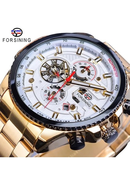 GMT1137-9 Forsining Üç Kadranlı Takvim Paslanmaz Çelik Erkek Mekanik Otomatik Bilek Saatler Üst Marka Lüks Askeri Spor Erkek Saat (Yurt Dışından)