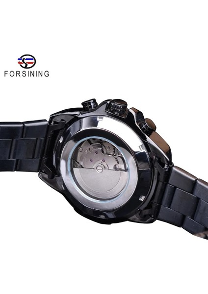 GMT1137-9 Forsining Üç Kadranlı Takvim Paslanmaz Çelik Erkek Mekanik Otomatik Bilek Saatler Üst Marka Lüks Askeri Spor Erkek Saat (Yurt Dışından) indirimleri