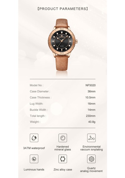 NF5020-GGY Navıforce 2022 Yeni Varış Kadın Lüks Quartz Saat Bayanlar Moda Rahat Bilezik Izle Deri Kol Saati Montre Femme (Yurt Dışından) fiyatları