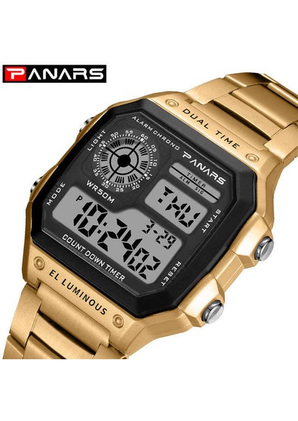 8113 Altın Synoke Erkekler Lüks Izle Su Geçirmez Altın Paslanmaz Çelik Dijital Saatler LED Çalar Saat Elektronik Erkek Spor Saat Relogio (Yurt Dışından)