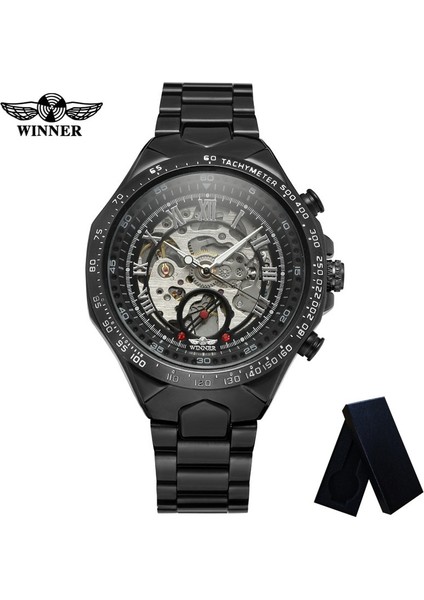 WR806703 Kutu ile Kazanan Klasik Otomatik Mekanik Erkek Kol Saati Askeri Ordu Spor Erkek Saat Üst Marka Lüks Siyah Adam Izle 8067 (Yurt Dışından)