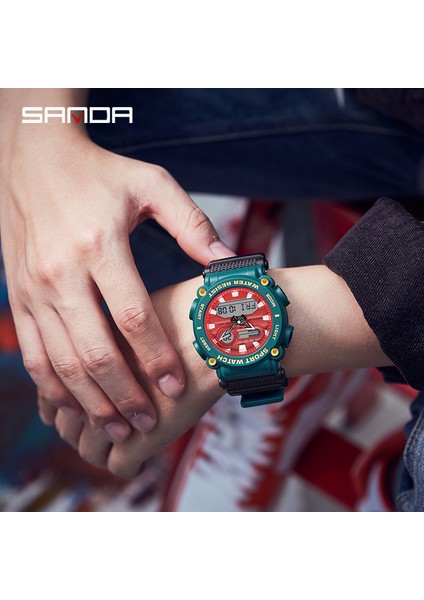 Siyah Altın Sanda Askeri Spor Erkek Kuvars Izle Dış Mekan LED Dijital Çift Ekran Kol Saati 50 M Su Geçirmez Erkek Saati Relogio Masculino (Yurt Dışından) indirimleri