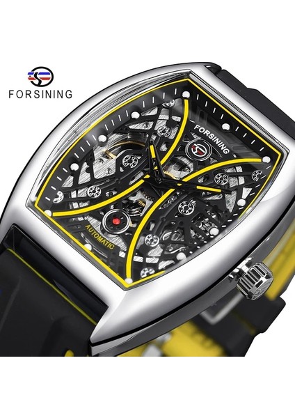 GMT1241-5 Forsining Kendinden Kurmalı Sarı Gümüş Kol Saati Erkek Mekanik Askeri Izle Dikdörtgen Adam Otomatik Saatler Saat (Yurt Dışından)