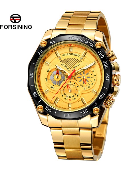 Altın Forsining Saatler Erkek Üç Göz Altı Iğne Çok Fonksiyonlu Mekanik Kol Saati Lüks Otomatik Erkek Saat Montre Homme (Yurt Dışından)