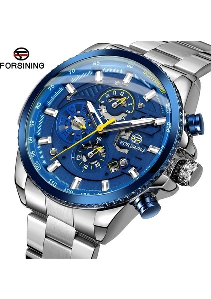 T5 Forsining Paslanmaz Çelik Spor Su Geçirmez Erkek Kol Saati Otomatik Mekanik Saatler Erkek Çok Fonksiyonlu Saat Reloj Hombre (Yurt Dışından)
