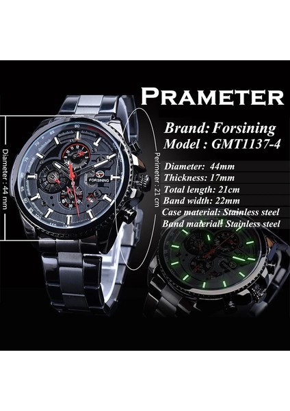 T5 Forsining Paslanmaz Çelik Spor Su Geçirmez Erkek Kol Saati Otomatik Mekanik Saatler Erkek Çok Fonksiyonlu Saat Reloj Hombre (Yurt Dışından) indirimleri