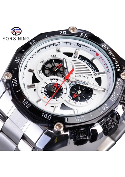 GMT1138-1 Forsining 2019 Askeri Gümüş Saat Steampunk Serisi Komple Takvim Erkekler Spor Mekanik Otomatik Saatler Üst Marka Lüks (Yurt Dışından) fiyatları