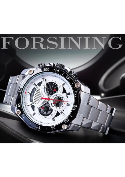 GMT1138-1 Forsining 2019 Askeri Gümüş Saat Steampunk Serisi Komple Takvim Erkekler Spor Mekanik Otomatik Saatler Üst Marka Lüks (Yurt Dışından) modelleri