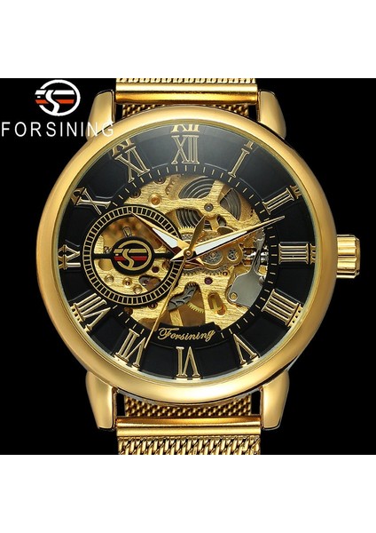 FS809907 Kutusu ile Forsınıng Erkekler Kol Saati Askeri Spor Erkek Saat Üst Marka Lüks Glod Mesh Paslanmaz Çelik Adam Mekanik Saat 8099 (Yurt Dışından) fiyatları