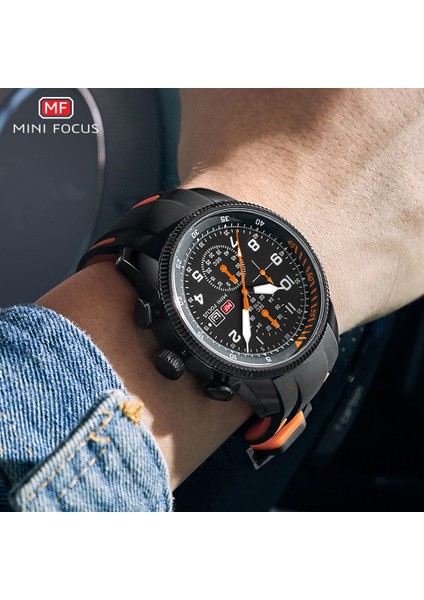 0379 Mavi Kırmızı Kutu Mını Focus Spor Kuvars Izle Erkekler Için Moda Su Geçirmez Kronograf Kol Saati Mavi Silikon Kayış Otomatik Tarih Aydınlık 0379 (Yurt Dışından)