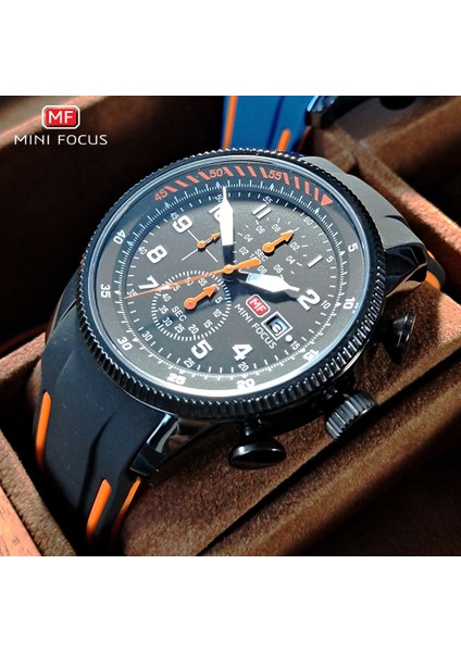 0379 Mavi Kırmızı Kutu Mını Focus Spor Kuvars Izle Erkekler Için Moda Su Geçirmez Kronograf Kol Saati Mavi Silikon Kayış Otomatik Tarih Aydınlık 0379 (Yurt Dışından)