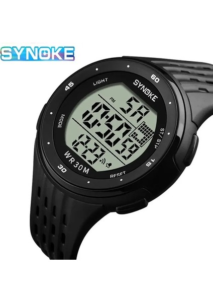 Siyah Synoke Erkekler Dijital Saat LED Ekran Su Geçirmez Erkek Kol Saati Chronograph Takvim Alarm Hafta Spor Saatler Relogio Masculino (Yurt Dışından)