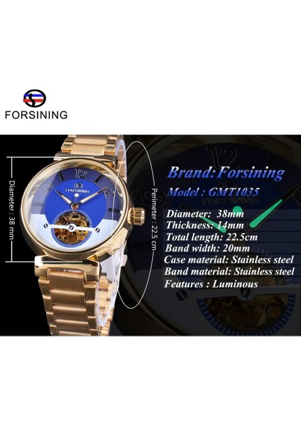GMT1035-3 Forsining Mavi Okyanus Orta Doğu Lüks Tasarım Altın Paslanmaz Çelik Erkek Saatler Top Marka Lüks Otomatik Bilek Saati Saat (Yurt Dışından) modelleri