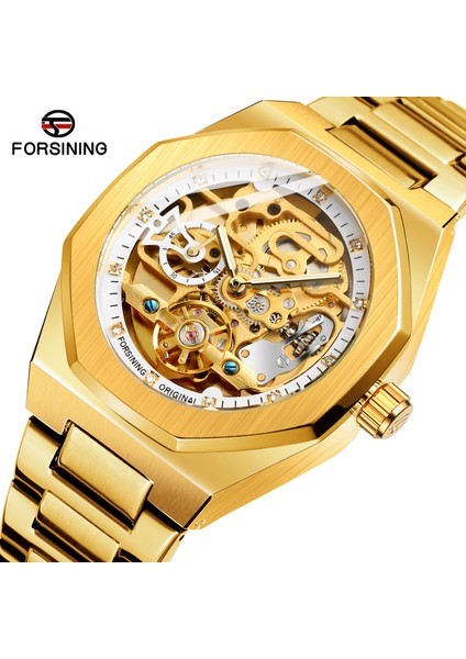 Mavi Forsining Tourbillon Hareket Saati Iş Otomatik Erkek Kare Mekanik Saatler Erkekler Bilek Su Geçirmez Relogio Masculi Saat (Yurt Dışından)