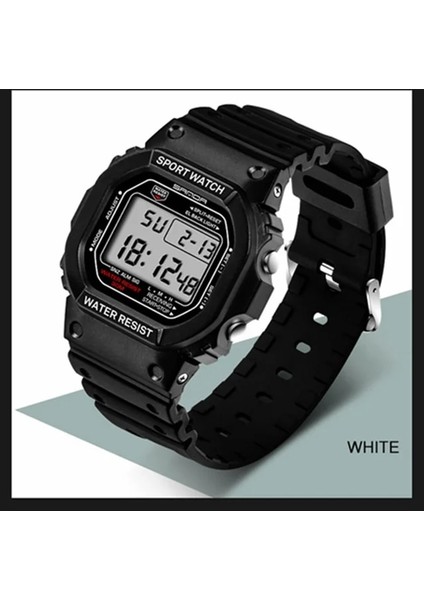 Yükseltme Beyaz Sanda Erkek Dijital Saatler Su Geçirmez Spor Izle Erkekler Için Alarm Chrono LED Elektronik Saat Kare Adam Kol Saati Reloj Hombre (Yurt Dışından)