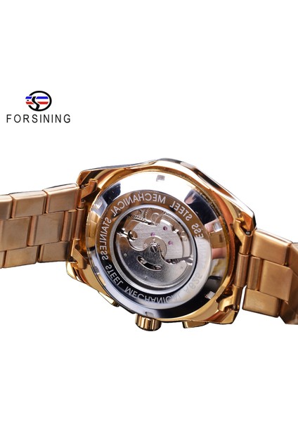 S899-7 Forsining Siyah Iş Mekanik Erkek Izle Otomatik 3 Alt Kadran Tarih Altın Çelik Band Elbise Kol Saati Saat Saat Reloj (Yurt Dışından) indirimleri
