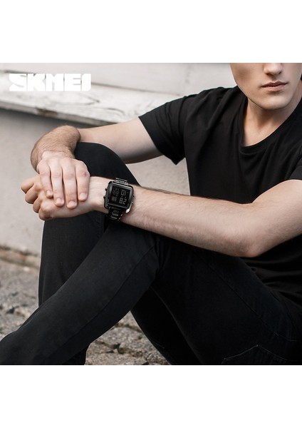 Gümüş Skmeı Tam Çelik Erkek Saatler Top Marka Lüks Askeri Spor Saatler Saat Su Geçirmez LED Dijital Saat Erkekler Relogio Masculino (Yurt Dışından)
