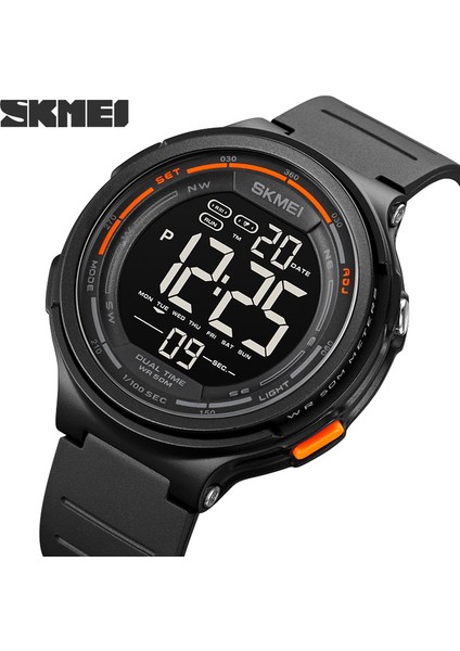 Siyah Skmeı Yeni Elektronik Saat Erkekler Spor Dijital Hareket Izle LED Işık Su Geçirmez 2 Zaman Kronometre Çalar Saat Relojio Masculino (Yurt Dışından)