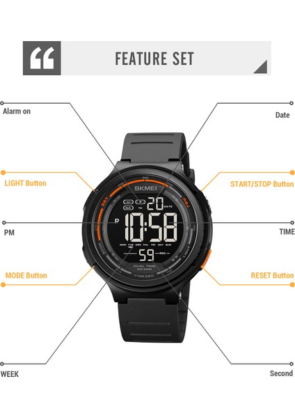 Siyah Skmeı Yeni Elektronik Saat Erkekler Spor Dijital Hareket Izle LED Işık Su Geçirmez 2 Zaman Kronometre Çalar Saat Relojio Masculino (Yurt Dışından)