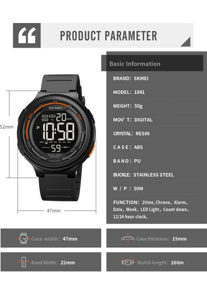 Siyah Skmeı Yeni Elektronik Saat Erkekler Spor Dijital Hareket Izle LED Işık Su Geçirmez 2 Zaman Kronometre Çalar Saat Relojio Masculino (Yurt Dışından)