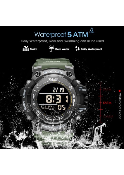 Orange-Box Smael Erkek Dijital Saatler Askeri Spor Su Geçirmez Kol Saati LED Arka Işık Çalar Saat Relogio Masculino Часы Мужские 8046 (Yurt Dışından) fırsatları