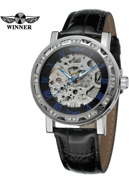 Siyah Mavi Gümüş T-Kazanan Moda Elmas Erkek Mekanik Saat Lüks El Rüzgar Su Geçirmez Aydınlık Erkek Kol Saatleri Montre Homme (Yurt Dışından)