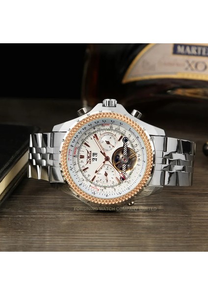 Gümüş Siyah Jaragar Alaşım Mekanik Saat Çift Halka Pin Ölçekli Mekanik Saat Takvim Haftası Gümüş Çelik Kayış Kol Saati (Yurt Dışından) modelleri