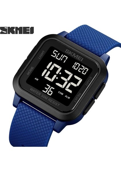 Mavi Siyah Dijital Hareket Izle Erkek Kronometre Geri Sayım LED Işık 5bar Su Geçirmez Kol Saati Tarih Saat Reloj Hombre Skmeı Montre Homme (Yurt Dışından)