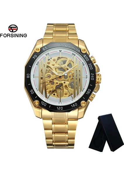 FS806803 Kutusu ile Forsınıng Yeni Otomatik Mekanik Erkek Kol Saati Askeri Spor Erkek Saat Üst Marka Lüks Altın Çelik Adam Izle 8068 (Yurt Dışından)