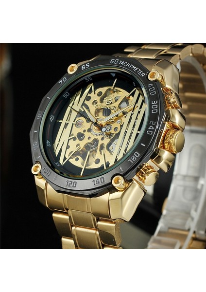 FS806803 Kutusu ile Forsınıng Yeni Otomatik Mekanik Erkek Kol Saati Askeri Spor Erkek Saat Üst Marka Lüks Altın Çelik Adam Izle 8068 (Yurt Dışından) fırsatları