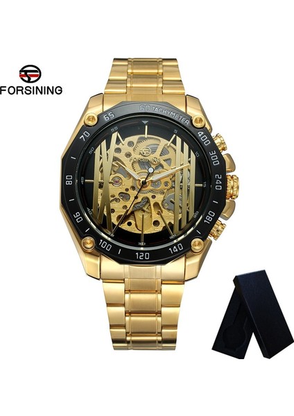 FS806803 Kutusu ile Forsınıng Yeni Otomatik Mekanik Erkek Kol Saati Askeri Spor Erkek Saat Üst Marka Lüks Altın Çelik Adam Izle 8068 (Yurt Dışından) indirimleri
