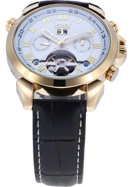 02 Jaragar Alaşım Mekanik Saat Rahat Moda Volan Roma Ölçekli Mekanik Saat Takvim Kemer Kol Saati (Yurt Dışından) fırsatları