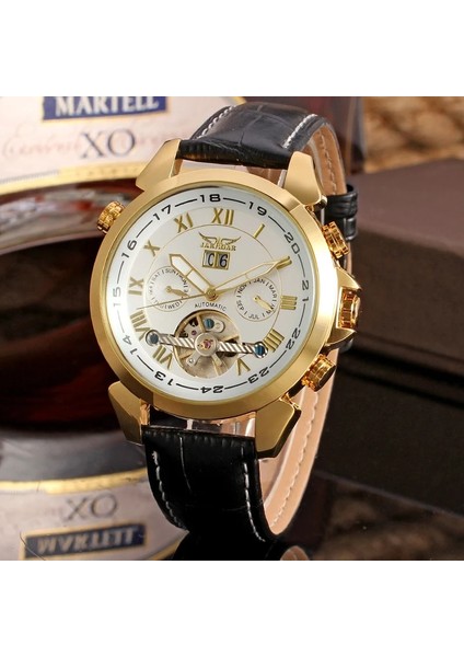 02 Jaragar Alaşım Mekanik Saat Rahat Moda Volan Roma Ölçekli Mekanik Saat Takvim Kemer Kol Saati (Yurt Dışından) indirimleri