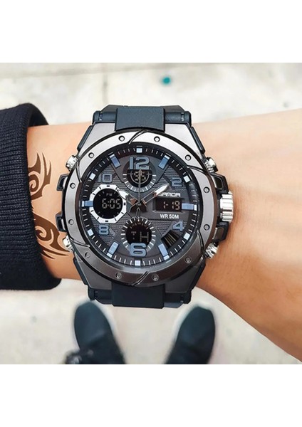 739 Siyah Altın Sanda Moda Altın Kasa Erkek Saatler Spor Kronograf Hd Çift Ekran Kuvars Izle 50M Suya Dayanıklı Aydınlık Reloj Hombre (Yurt Dışından) fiyatları