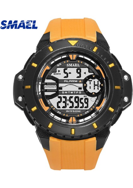 Turuncu Izle Smael Erkek Saatler Askeri Izle Erkekler Su Geçirmez Rahat Spor Saat LED Dijital Analog Kuvars Kol Saati Erkek Reloj Hombre 1519 (Yurt Dışından)