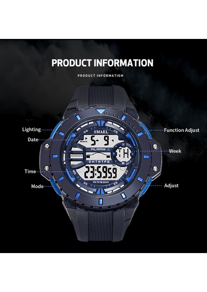 Turuncu Izle Smael Erkek Saatler Askeri Izle Erkekler Su Geçirmez Rahat Spor Saat LED Dijital Analog Kuvars Kol Saati Erkek Reloj Hombre 1519 (Yurt Dışından)