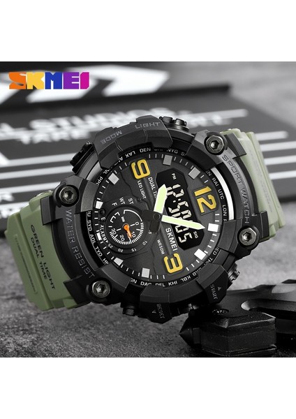 Mavi Kamuflaj Kutusu Skmeı Erkekler Askeri Izle 3 Zaman Chrono Su Geçirmez Kol Saati LED Dijital Saat Erkek Relogios Masculino 1965 Spor Saatleri Erkek (Yurt Dışından)
